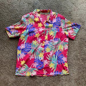 Alfred Dunner Women's Size 12 Floral Hawaiian Short Sleeve Blouse Button Down